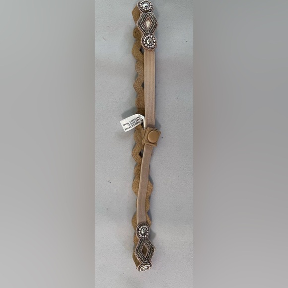 NWT Deepa Gold Tan Stone Beaded Belt Small Women’s‎ - Picture 8 of 8